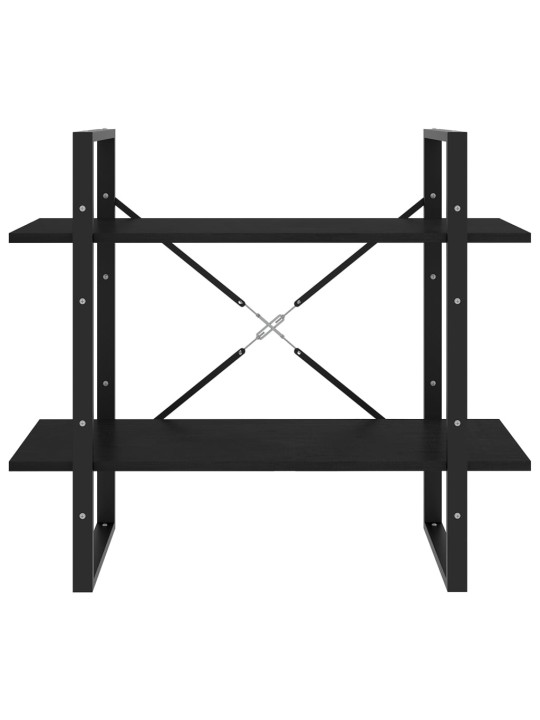 Knihovna se 2 policemi černá 80 x 30 x 70 cm masivní borovice
