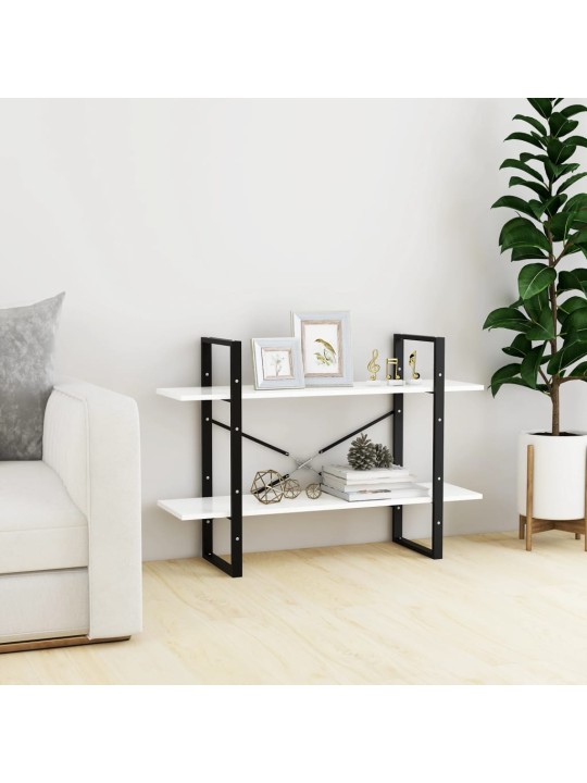 Knihovna se 2 policemi bílá 100 x 30 x 70 cm kompozitní dřevo