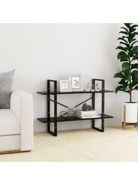 Knihovna se 2 policemi černá 100 x 30 x 70 cm kompozitní dřevo