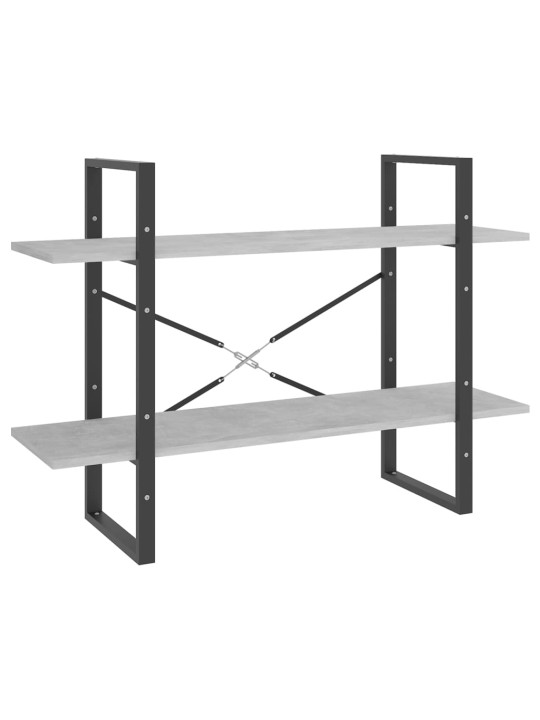 Knihovna se 2 policemi betonově šedá 100 x 30 x 70 cm kompozit