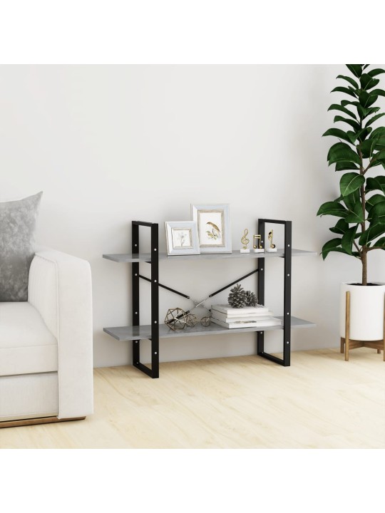 Knihovna se 2 policemi betonově šedá 100 x 30 x 70 cm kompozit