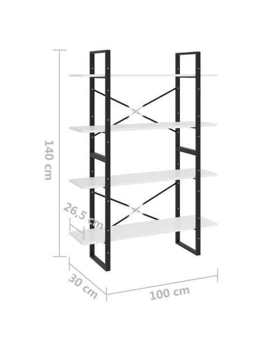 Knihovna se 4 policemi bílá 100 x 30 x 140 cm kompozitní dřevo