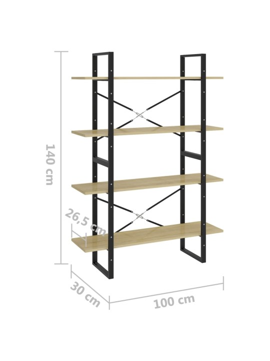 Knihovna se 4 policemi dub sonoma 100 x 30 x 140 cm kompozit