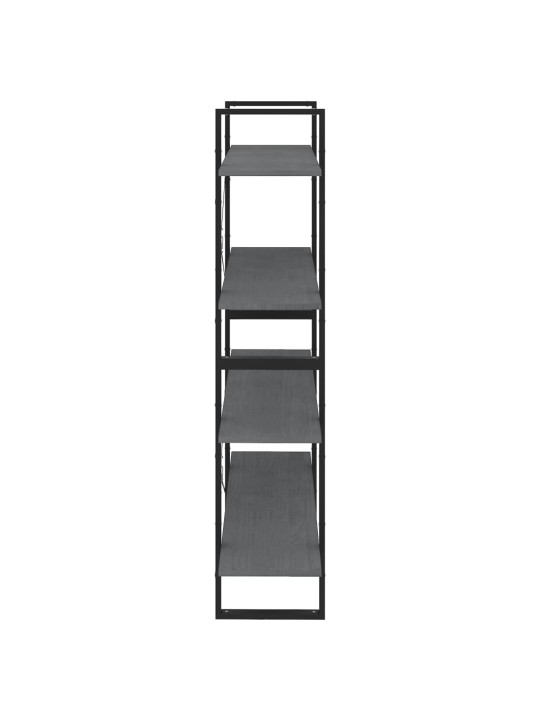 Knihovna se 4 policemi šedá 100 x 30 x 140 cm masivní borovice