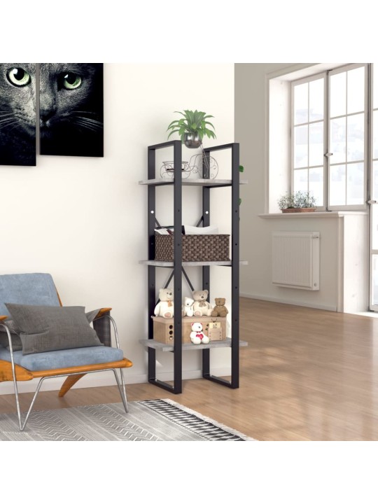 Knihovna se 3 policemi betonově šedá 40 x 30 x 105 cm kompozit