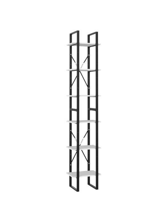 Knihovna se 6 policemi bílá 40 x 30 x 210 cm kompozitní dřevo