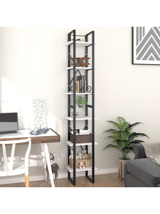 Knihovna se 6 policemi bílá 40 x 30 x 210 cm kompozitní dřevo
