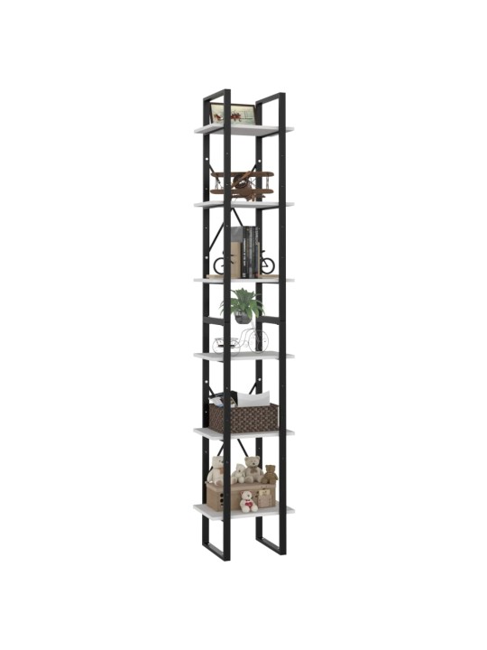 Knihovna se 6 policemi bílá 40 x 30 x 210 cm kompozitní dřevo