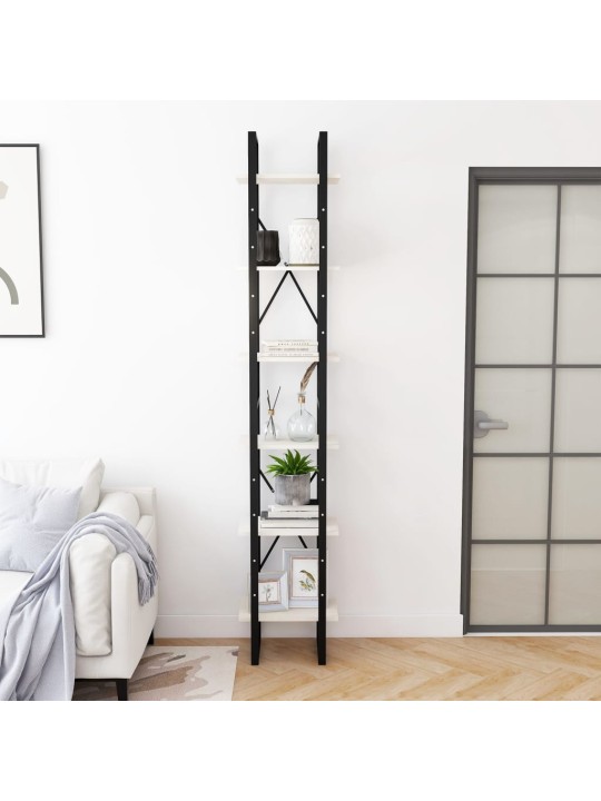Vysoký regál bílý 40 x 30 x 210 cm masivní borové dřevo
