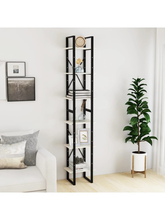 Vysoký regál bílý 40 x 30 x 210 cm masivní borové dřevo