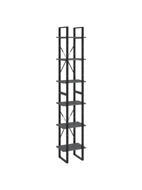 Vysoký regál šedý 40 x 30 x 210 cm masivní borové dřevo