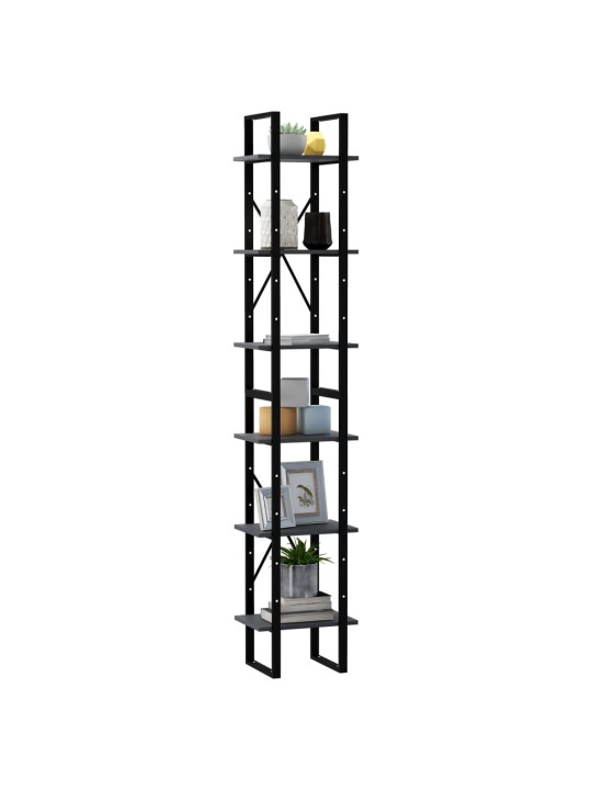 Vysoký regál šedý 40 x 30 x 210 cm masivní borové dřevo