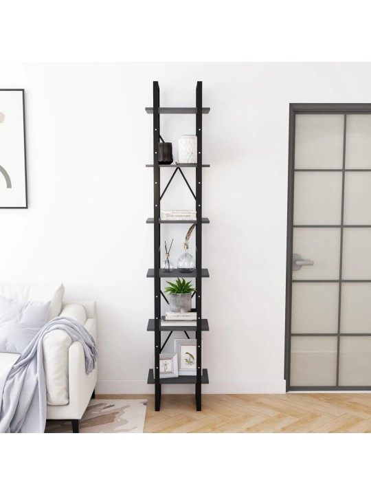 Vysoký regál šedý 40 x 30 x 210 cm masivní borové dřevo