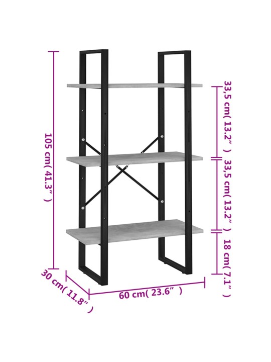 Úložný regál betonově šedý 60 x 30 x 105 cm kompozitní dřevo