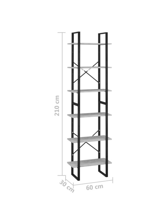 Úložný regál betonově šedý 60 x 30 x 210 cm kompozitní dřevo