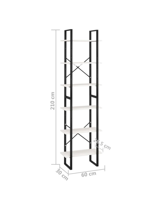 Úložný regál bílý 60 x 30 x 210 cm masivní borové dřevo