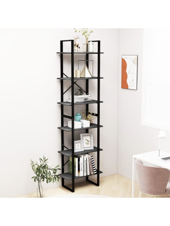Úložný regál šedý 60 x 30 x 210 cm masivní borové dřevo