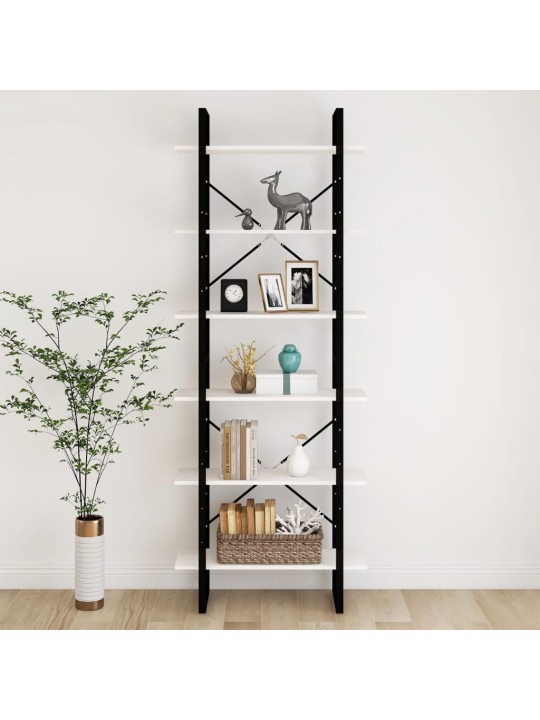 Vysoký regál bílý 80 x 30 x 210 cm masivní borové dřevo