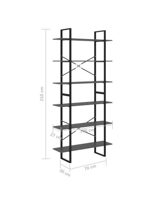 Vysoký regál šedý 100 x 30 x 210 cm masivní borové dřevo