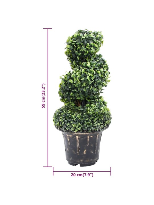 Umělá zimostrázová spirála s květináčem zelená 59 cm
