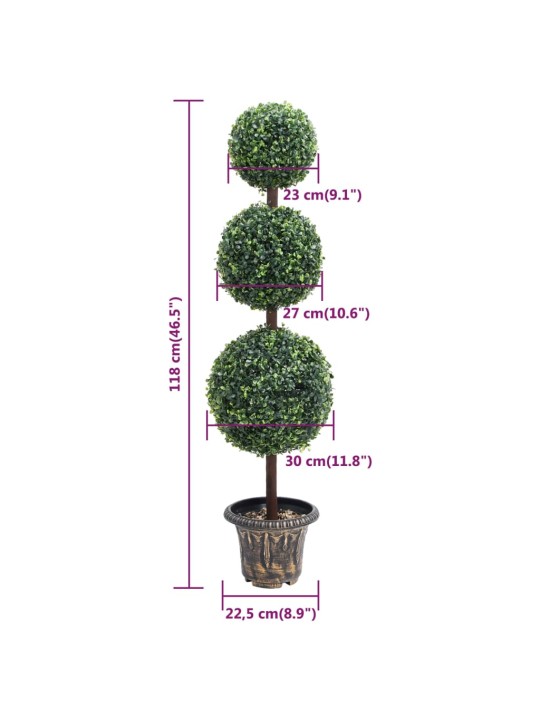 Umělý zimostráz ve tvaru koule s květináčem zelený 118 cm