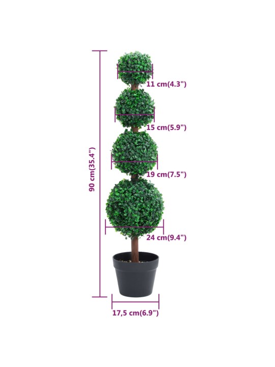 Umělý zimostráz ve tvaru koule s květináčem zelený 90 cm