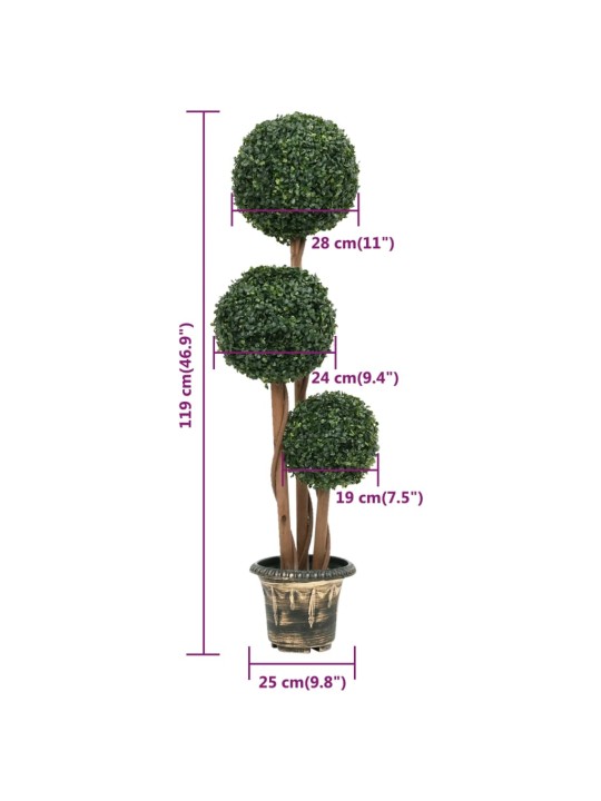 Umělý zimostráz ve tvaru koule s květináčem zelený 119 cm