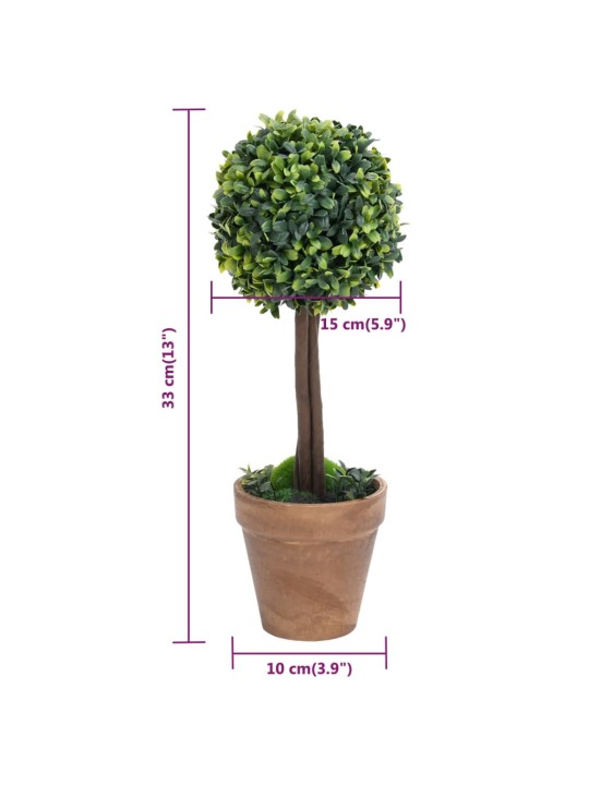 Umělé zimostrázy ve tvaru koule 2 ks s květináči zelené 33 cm
