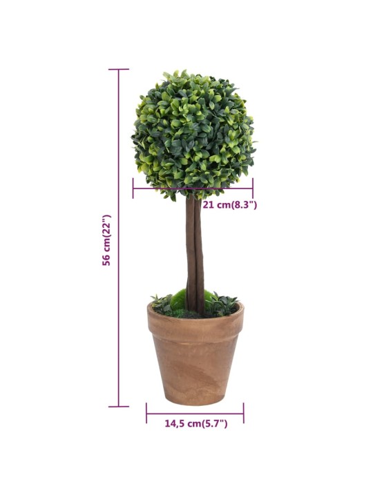 Umělé zimostrázy ve tvaru koule 2 ks s květináči zelené 56 cm