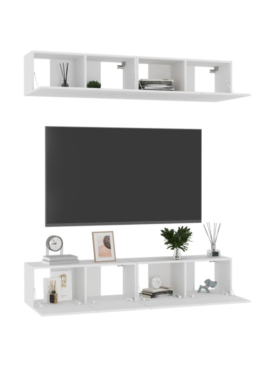TV skříňky 4 ks bílé 80 x 30 x 30 cm kompozitní dřevo
