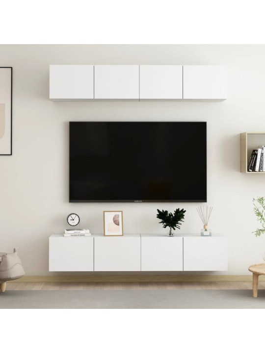 TV skříňky 4 ks bílé 80 x 30 x 30 cm kompozitní dřevo