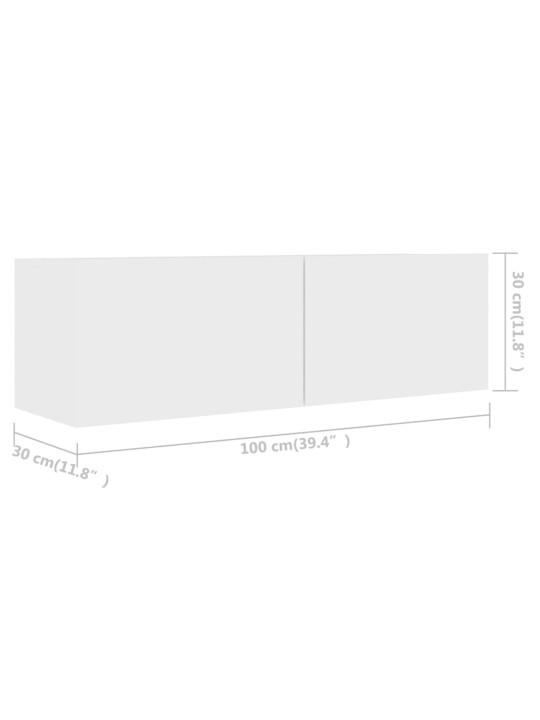 TV skříňky 4 ks bílé 100 x 30 x 30 cm kompozitní dřevo