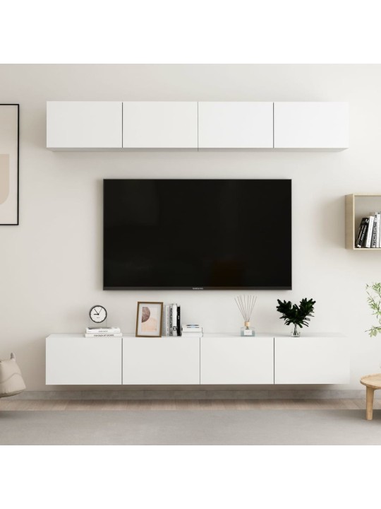 TV skříňky 4 ks bílé 100 x 30 x 30 cm kompozitní dřevo