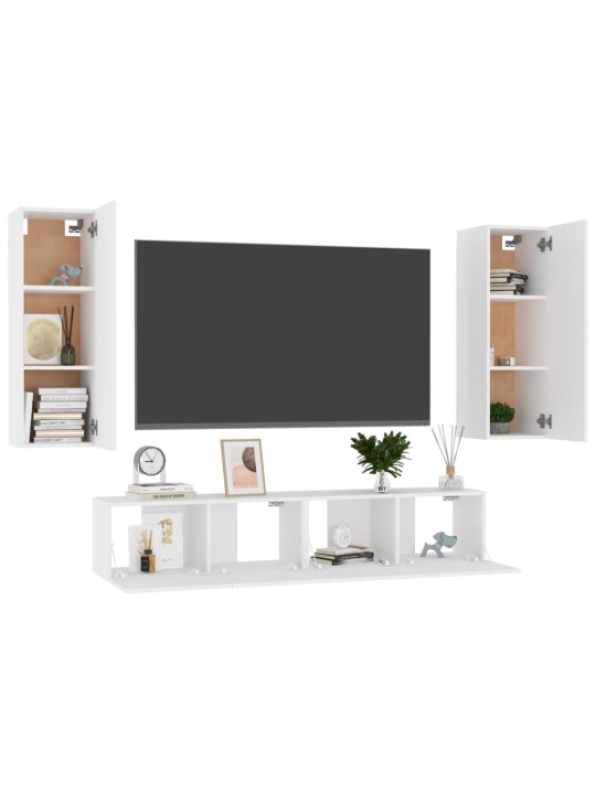 4dílný set TV skříněk bílý kompozitní dřevo
