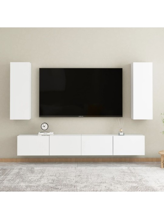 4dílný set TV skříněk bílý kompozitní dřevo