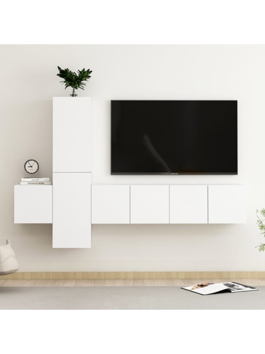 5dílný set TV skříněk bílý kompozitní dřevo