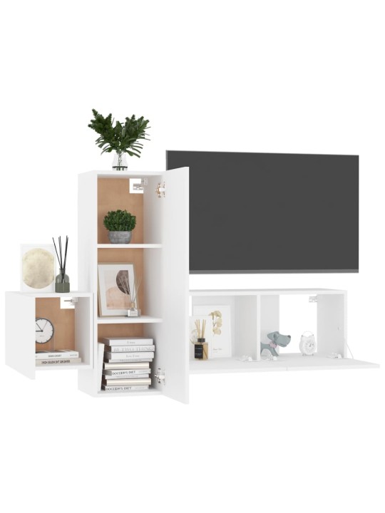 3dílný set TV skříněk bílý kompozitní dřevo