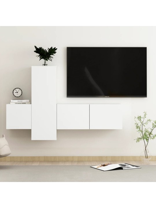 3dílný set TV skříněk bílý kompozitní dřevo
