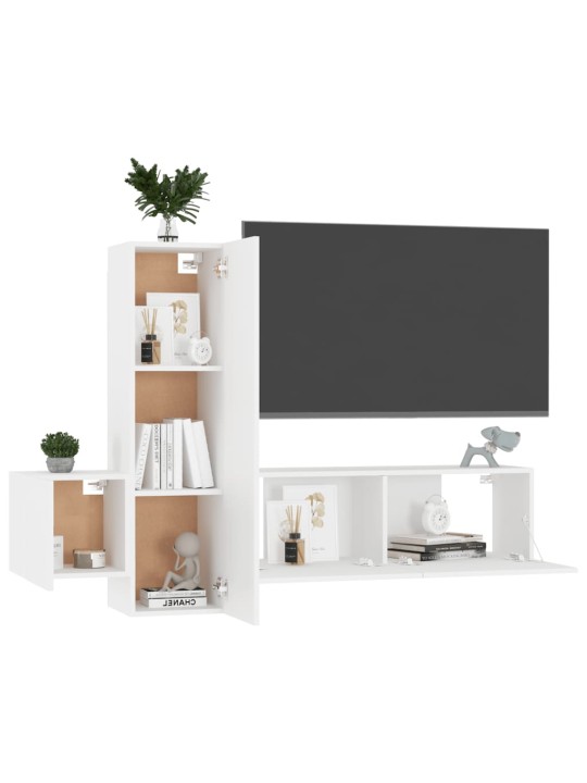 3dílný set TV skříněk bílý kompozitní dřevo