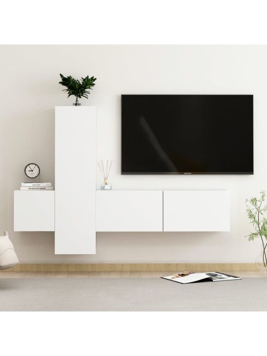 3dílný set TV skříněk bílý kompozitní dřevo
