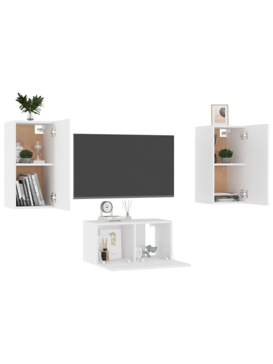 3dílný set TV skříněk bílý kompozitní dřevo
