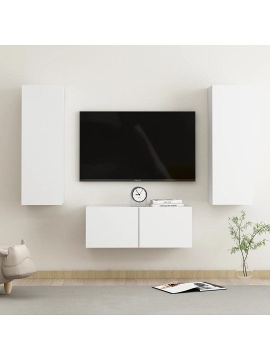 3dílný set TV skříněk bílý kompozitní dřevo