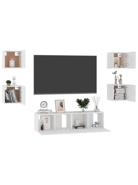 6dílný set TV skříněk bílý kompozitní dřevo