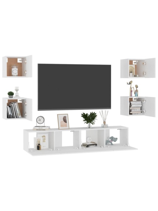 6dílný set TV skříněk bílý kompozitní dřevo