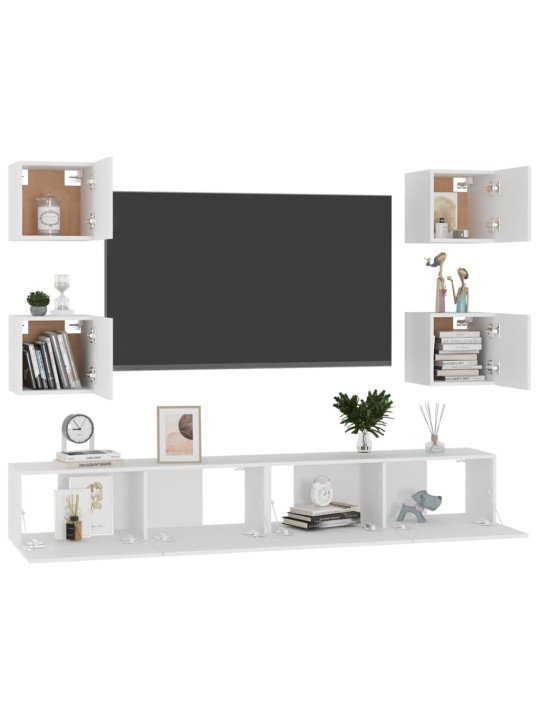 6dílný set TV skříněk bílý kompozitní dřevo