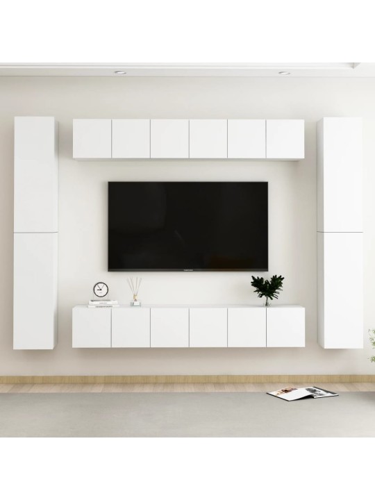 10dílný set TV skříněk bílý kompozitní dřevo