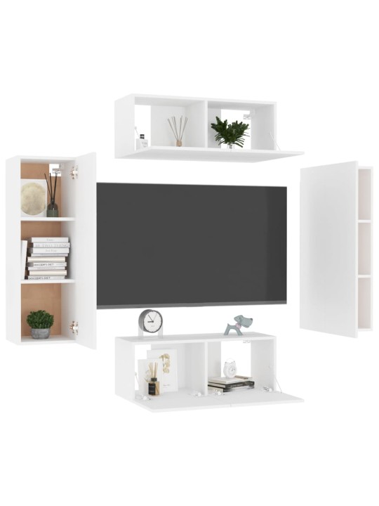 4dílný set TV skříněk bílý kompozitní dřevo