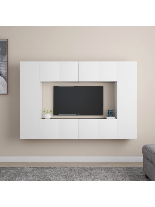 8dílný set TV skříněk bílý kompozitní dřevo