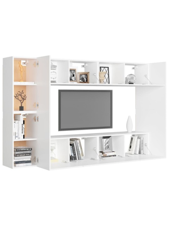 8dílný set TV skříněk bílý kompozitní dřevo