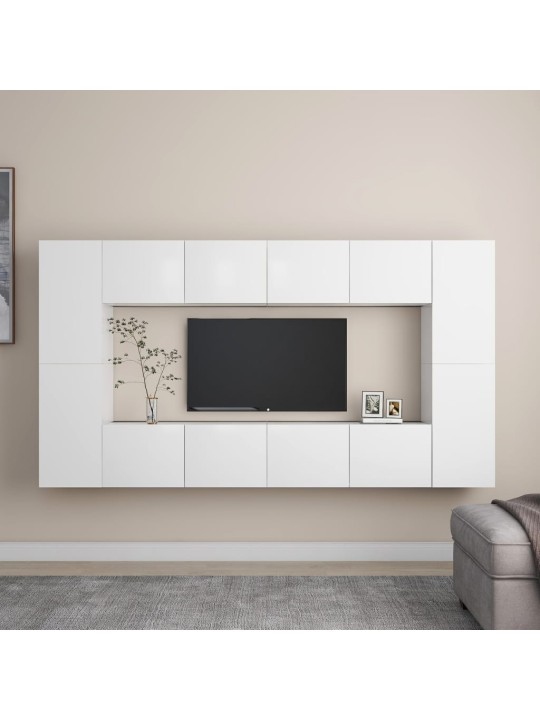 8dílný set TV skříněk bílý kompozitní dřevo
